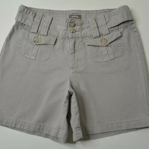 Riders CASUALS Sz 8 Women KHAKI Tan TWILL Casual POCKETS Cotton MID‎ Rise SHORTS